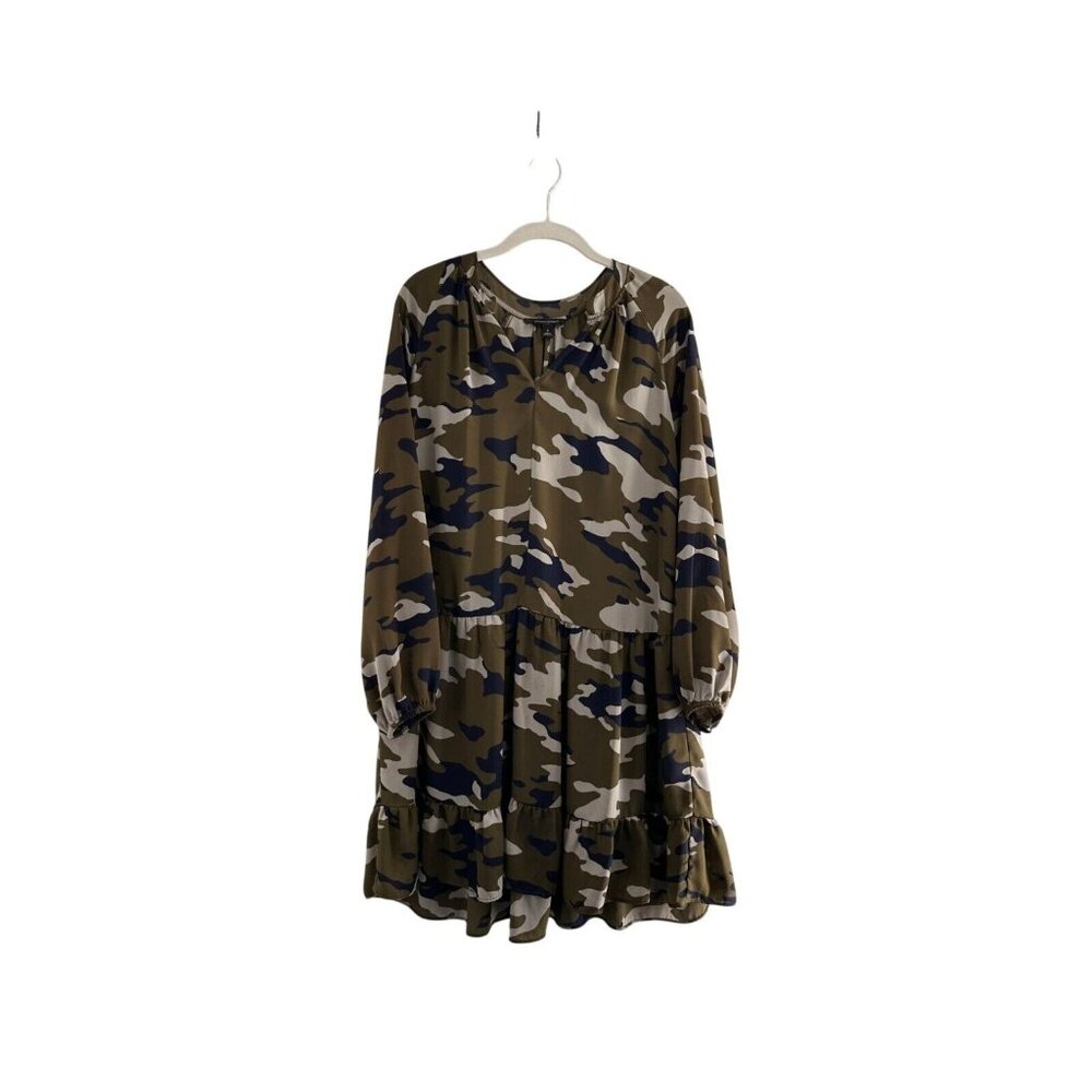 Banana Republic Camouflage‎ Print Long-Sleeve Tiered Dress S Womens Casual Army